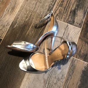 Schutz silver peep toe heels